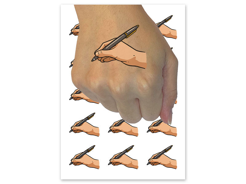 Hand Writing and Drawing With Pen Temporary Tattoo Water Resistant Fake Body Art Set Collection (1 Sheet)
