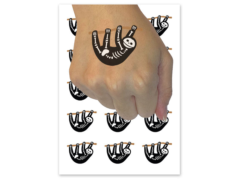 Hanging Sloth Skeleton Temporary Tattoo Water Resistant Fake Body Art Set Collection (1 Sheet)