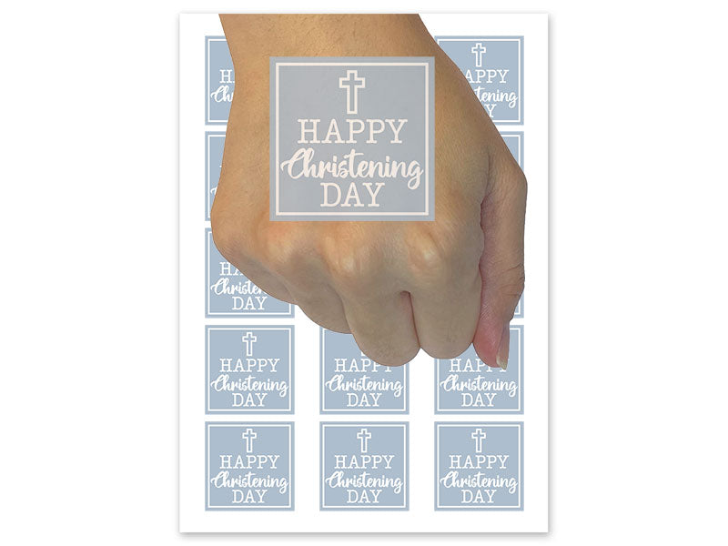 Happy Christening Day Baptism Temporary Tattoo Water Resistant Fake Body Art Set Collection (1 Sheet)