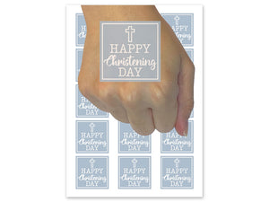 Happy Christening Day Baptism Temporary Tattoo Water Resistant Fake Body Art Set Collection (1 Sheet)