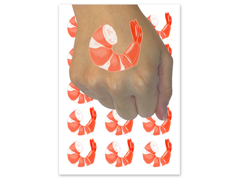 Headless Cooked Cocktail Shrimp Prawn Temporary Tattoo Water Resistant Fake Body Art Set Collection (1 Sheet)