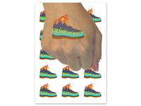Hiking Boot Mountain Scene Temporary Tattoo Water Resistant Fake Body Art Set Collection (1 Sheet)