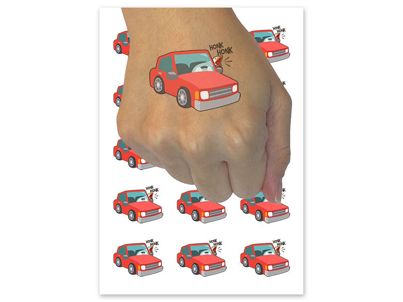 Honk Honk Angry Goose In Car Temporary Tattoo Water Resistant Fake Body Art Set Collection (1 Sheet)