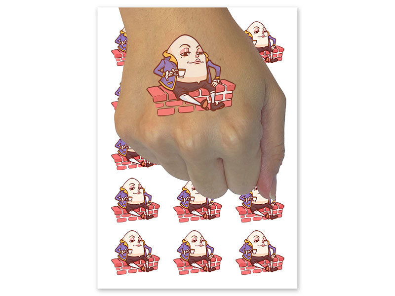 Humpty Dumpty Egg Man Fairy Tale Temporary Tattoo Water Resistant Fake Body Art Set Collection (1 Sheet)