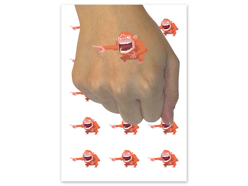 Hysterical Monkey Pointing and Laughing Temporary Tattoo Water Resistant Fake Body Art Set Collection (1 Sheet)
