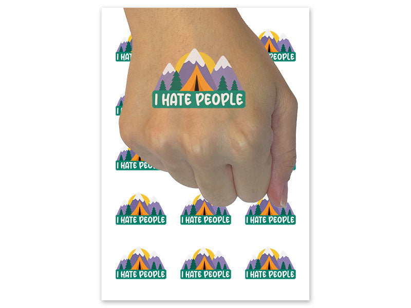 I Hate People Camping Temporary Tattoo Water Resistant Fake Body Art Set Collection (1 Sheet)