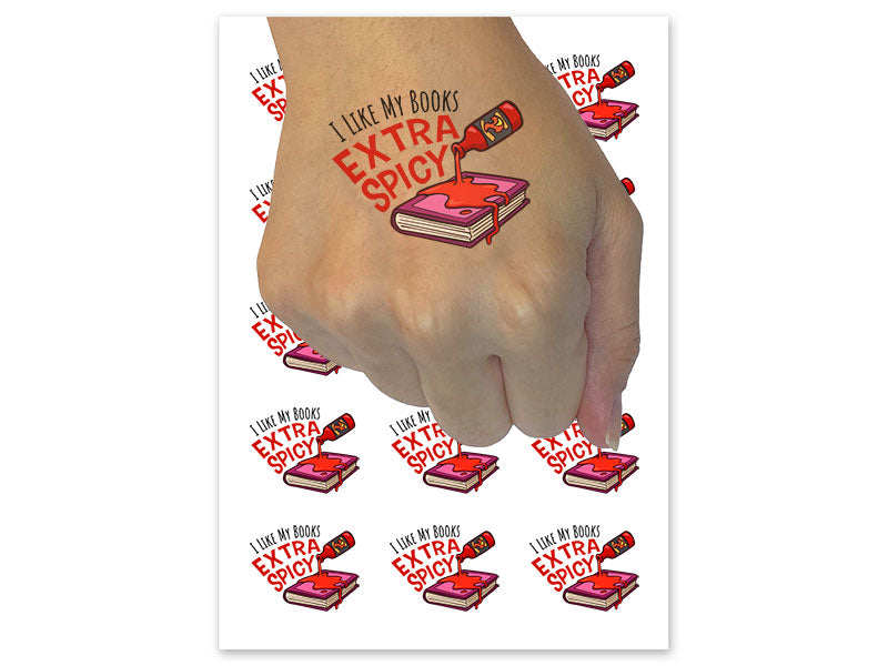 I Like My Books Extra Spicy Hot Sauce Temporary Tattoo Water Resistant Fake Body Art Set Collection (1 Sheet)