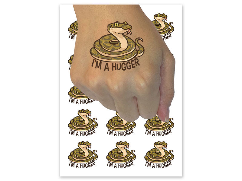 I'm A Hugger Snake Boa Constrictor Python Hug Temporary Tattoo Water Resistant Fake Body Art Set Collection (1 Sheet)