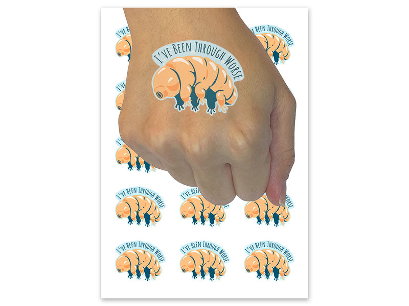 I've Been Through Worse Tardigrade Water Bear Temporary Tattoo Water Resistant Fake Body Art Set Collection (1 Sheet)