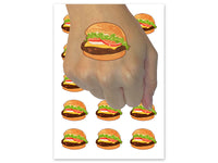 Juicy Hamburger Cheeseburger Fast Food Temporary Tattoo Water Resistant Fake Body Art Set Collection (1 Sheet)