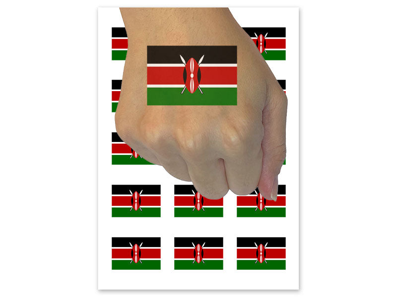 Kenya National Country Flag Temporary Tattoo Water Resistant Fake Body Art Set Collection (1 Sheet)