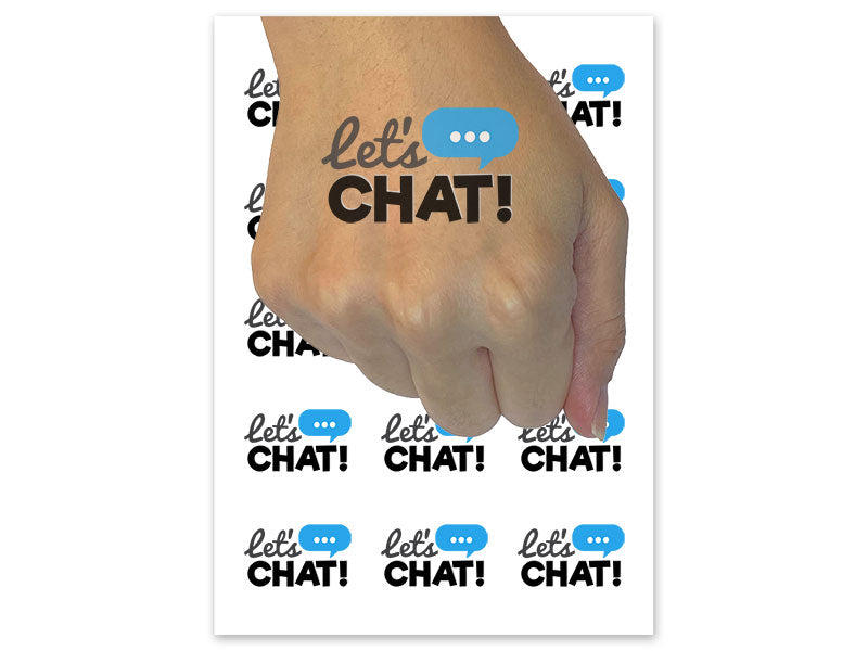 Let's Chat Speech Bubble Dialogue Text Message Temporary Tattoo Water Resistant Fake Body Art Set Collection (1 Sheet)
