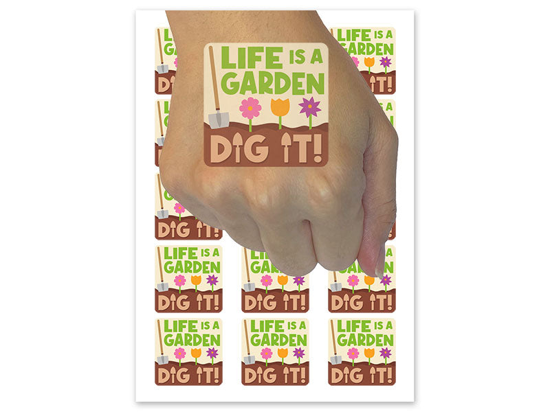 Life Is a Garden Dig It Temporary Tattoo Water Resistant Fake Body Art Set Collection (1 Sheet)