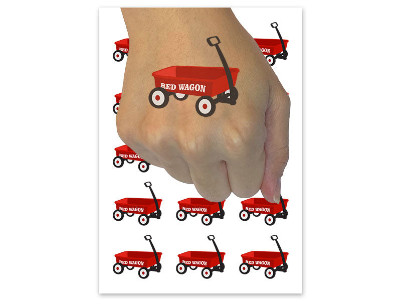 Little Red Wagon Temporary Tattoo Water Resistant Fake Body Art Set Collection (1 Sheet)