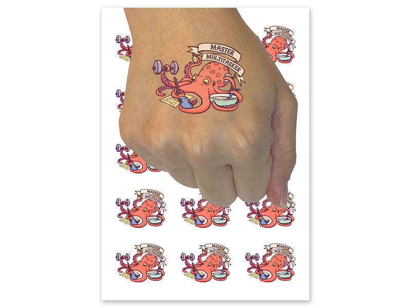 Master Multitasker Multitasking Octopus Tentacles Temporary Tattoo Water Resistant Fake Body Art Set Collection