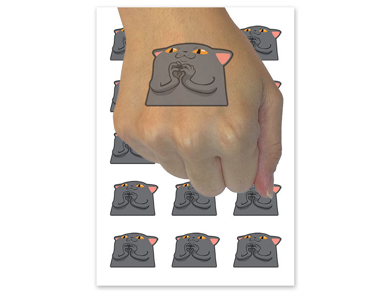 Mischievous Scheming Peeking Cat Temporary Tattoo Water Resistant Fake Body Art Set Collection (1 Sheet)