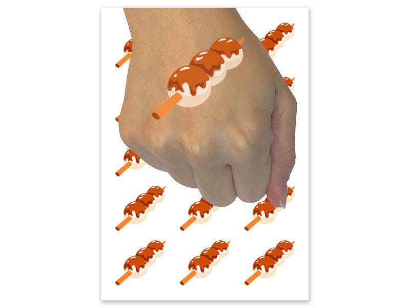 Mitarashi Dango Japanese Rice Dumpling Snack Temporary Tattoo Water Resistant Fake Body Art Set Collection (1 Sheet)