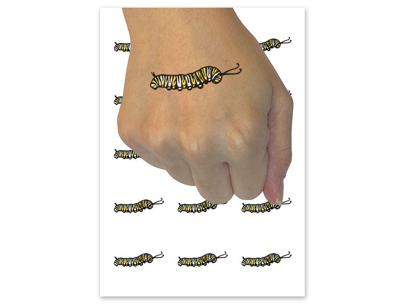 Monarch Caterpillar Butterfly Bug Temporary Tattoo Water Resistant Fake Body Art Set Collection (1 Sheet)
