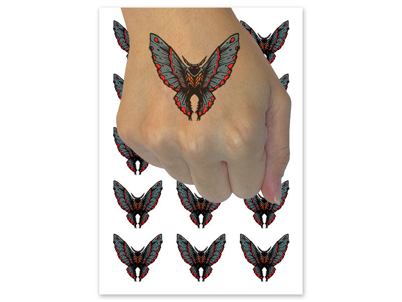 Mothman Legendary Cryptid Humanoid Creature Temporary Tattoo Water Resistant Fake Body Art Set Collection (1 Sheet)