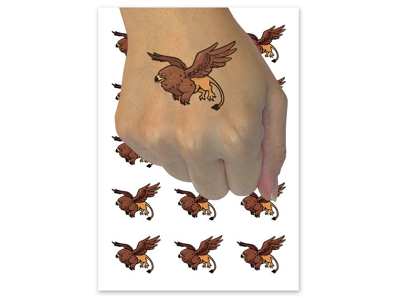 Mythical Griffin Gryphon Creature in Flight Temporary Tattoo Water Resistant Fake Body Art Set Collection (1 Sheet)