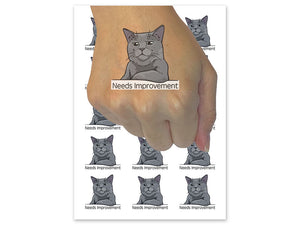 Needs Improvement Russian Blue Cat Condescending Unimpressed Temporary Tattoo Water Resistant Fake Body Art Set