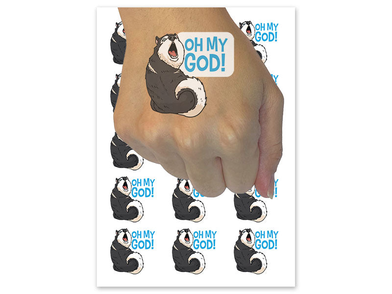 Oh My God Dramatic Siberian Husky Dog Temporary Tattoo Water Resistant Fake Body Art Set Collection (1 Sheet)