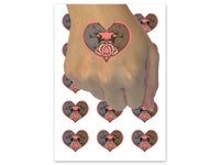 Pair of Rats Heart Couple Love Temporary Tattoo Water Resistant Fake Body Art Set Collection (1 Sheet)