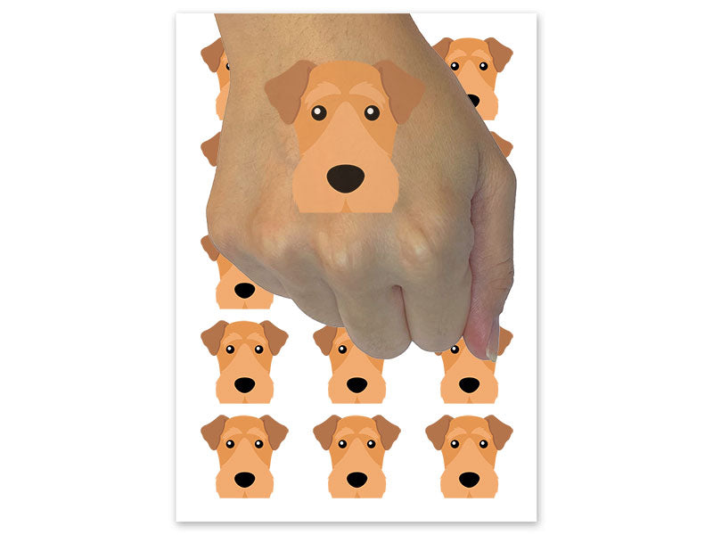 Peeking Airedale Terrier Dog Temporary Tattoo Water Resistant Fake Body Art Set Collection (1 Sheet)