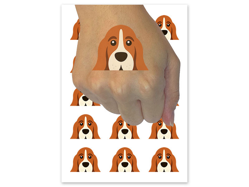Peeking Basset Hound Dog Temporary Tattoo Water Resistant Fake Body Art Set Collection (1 Sheet)