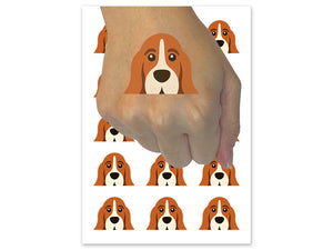 Peeking Basset Hound Dog Temporary Tattoo Water Resistant Fake Body Art Set Collection (1 Sheet)