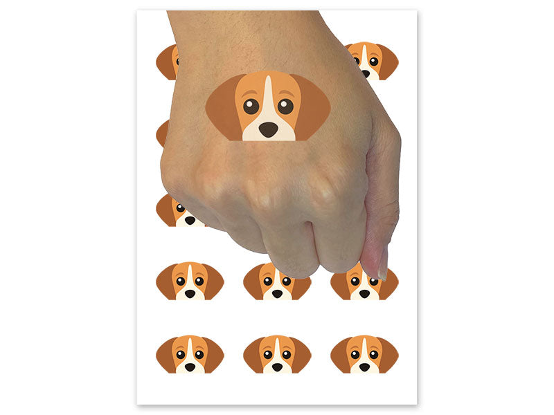 Peeking Beagle Dog Temporary Tattoo Water Resistant Fake Body Art Set Collection (1 Sheet)
