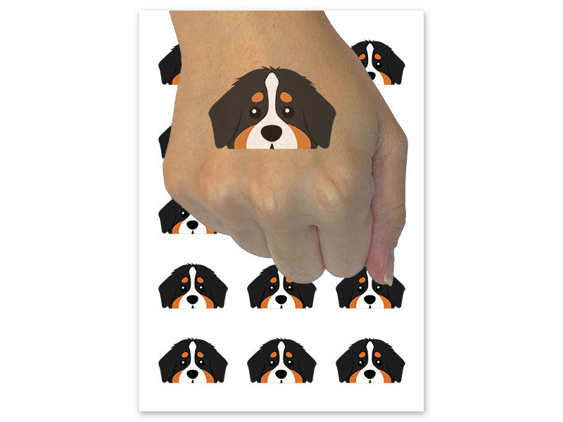 Peeking Bernese Mountain Dog Temporary Tattoo Water Resistant Fake Body Art Set Collection (1 Sheet)