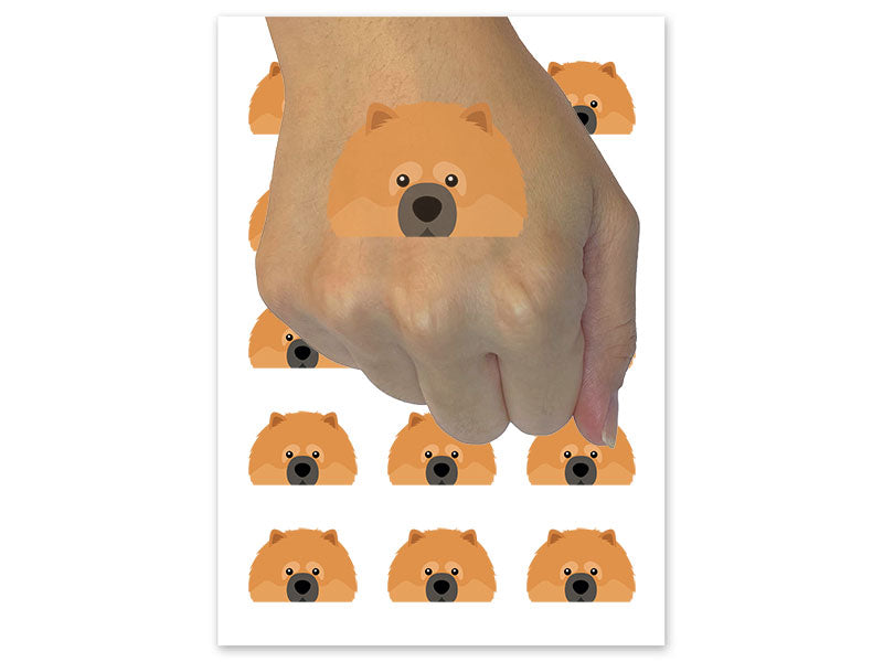 Peeking Chow Chow Dog Temporary Tattoo Water Resistant Fake Body Art Set Collection (1 Sheet)
