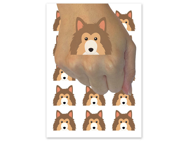Peeking Collie Dog Temporary Tattoo Water Resistant Fake Body Art Set Collection (1 Sheet)