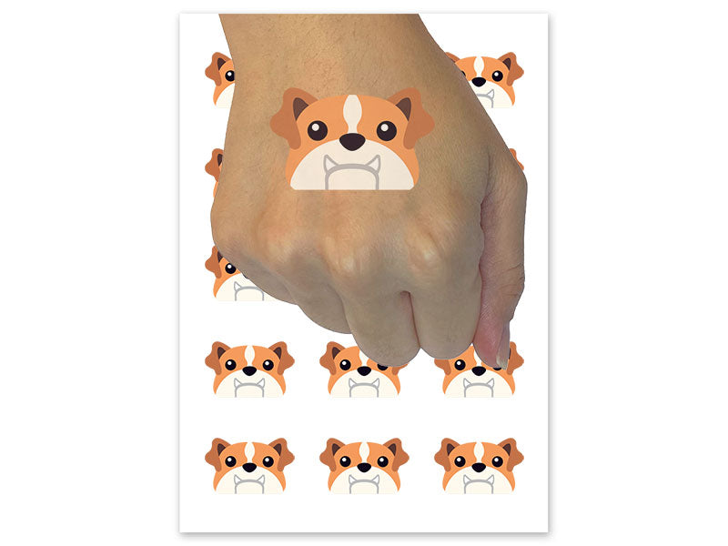 Peeking English Bulldog Dog Temporary Tattoo Water Resistant Fake Body Art Set Collection (1 Sheet)
