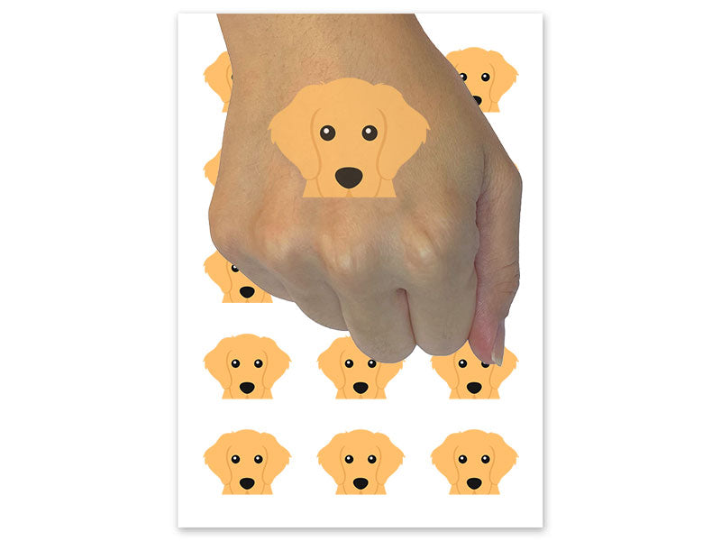 Peeking Golden Retriever Dog Temporary Tattoo Water Resistant Fake Body Art Set Collection (1 Sheet)