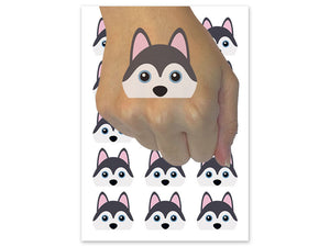 Peeking Husky Dog Temporary Tattoo Water Resistant Fake Body Art Set Collection (1 Sheet)