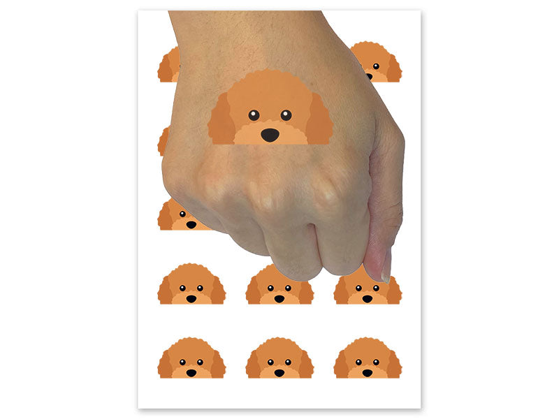 Peeking Red Toy Poodle Dog Temporary Tattoo Water Resistant Fake Body Art Set Collection (1 Sheet)