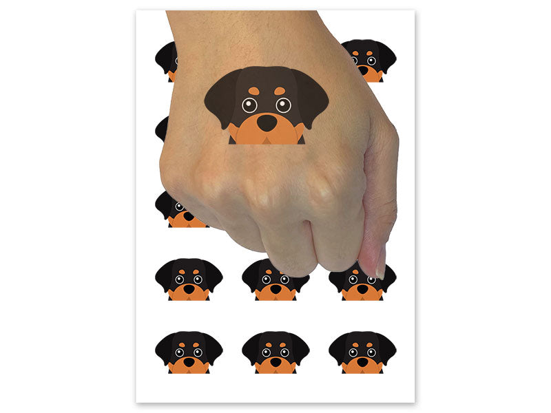 Peeking Rottweiler Dog Temporary Tattoo Water Resistant Fake Body Art Set Collection (1 Sheet)