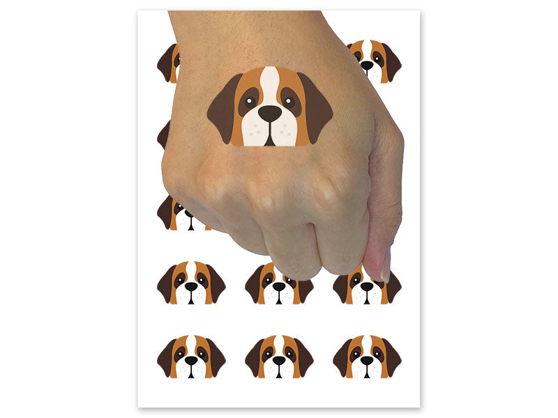 Peeking Saint Bernard Dog Temporary Tattoo Water Resistant Fake Body Art Set Collection (1 Sheet)
