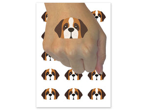 Peeking Saint Bernard Dog Temporary Tattoo Water Resistant Fake Body Art Set Collection (1 Sheet)