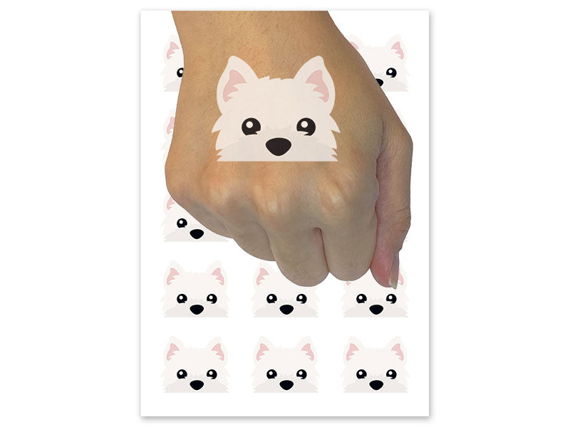 Peeking Westie West Highland Terrier Dog Temporary Tattoo Water Resistant Fake Body Art Set Collection (1 Sheet)
