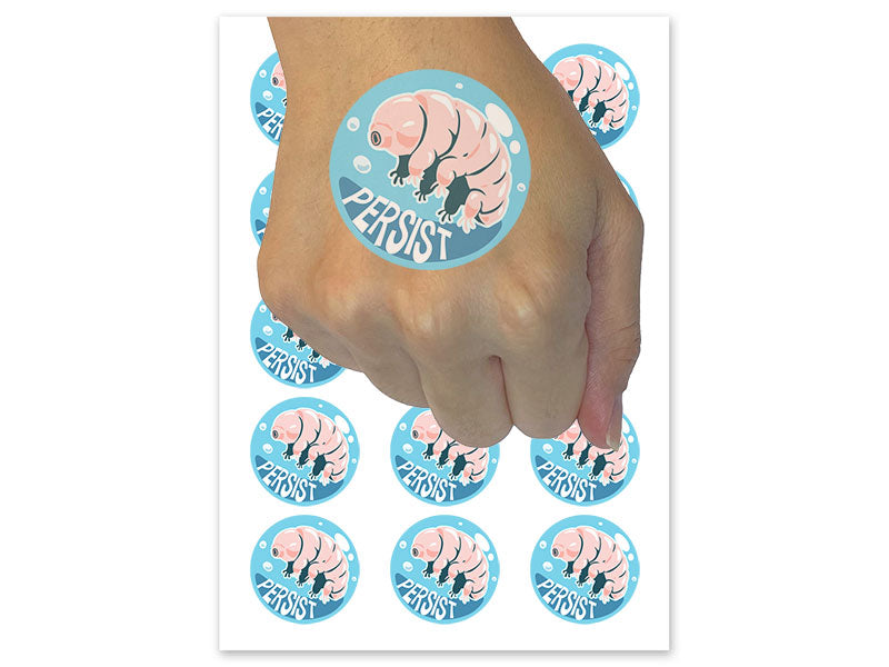 Persist Tardigrade Water Bear Bubble Inspirational Temporary Tattoo Water Resistant Fake Body Art Set Collection