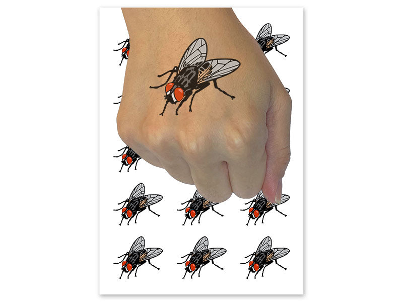 Realistic Housefly Fly Bug Insect Pest Temporary Tattoo Water Resistant Fake Body Art Set Collection (1 Sheet)