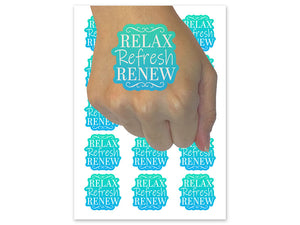 Relax Refresh Renew Temporary Tattoo Water Resistant Fake Body Art Set Collection (1 Sheet)