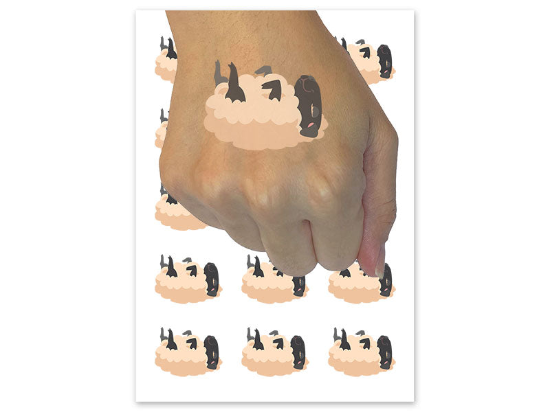 Relaxed Sleeping Lamb Sheep Temporary Tattoo Water Resistant Fake Body Art Set Collection (1 Sheet)