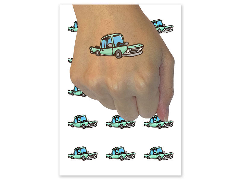 Retro Car Old Fashioned Cartoon Vintage Temporary Tattoo Water Resistant Fake Body Art Set Collection (1 Sheet)