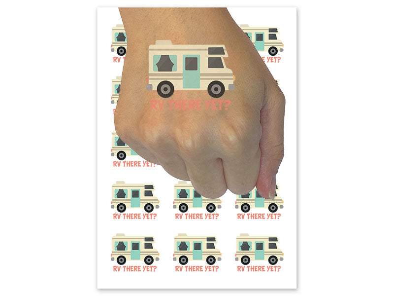 RV There Yet Camping Travel Temporary Tattoo Water Resistant Fake Body Art Set Collection (1 Sheet)