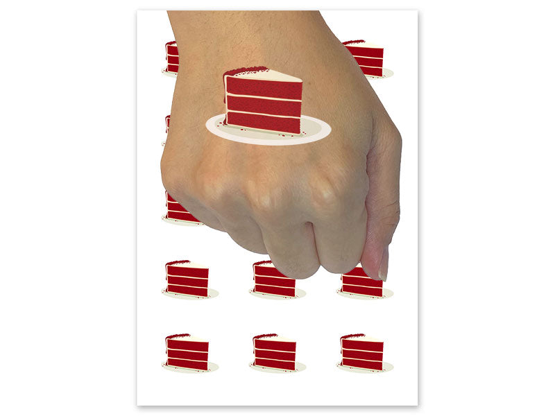 Slice of Decadant Red Velvet Cake Temporary Tattoo Water Resistant Fake Body Art Set Collection (1 Sheet)