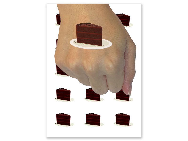 Slice of Decadent Chocolate Devil's Food Cake Temporary Tattoo Water Resistant Fake Body Art Set Collection (1 Sheet)